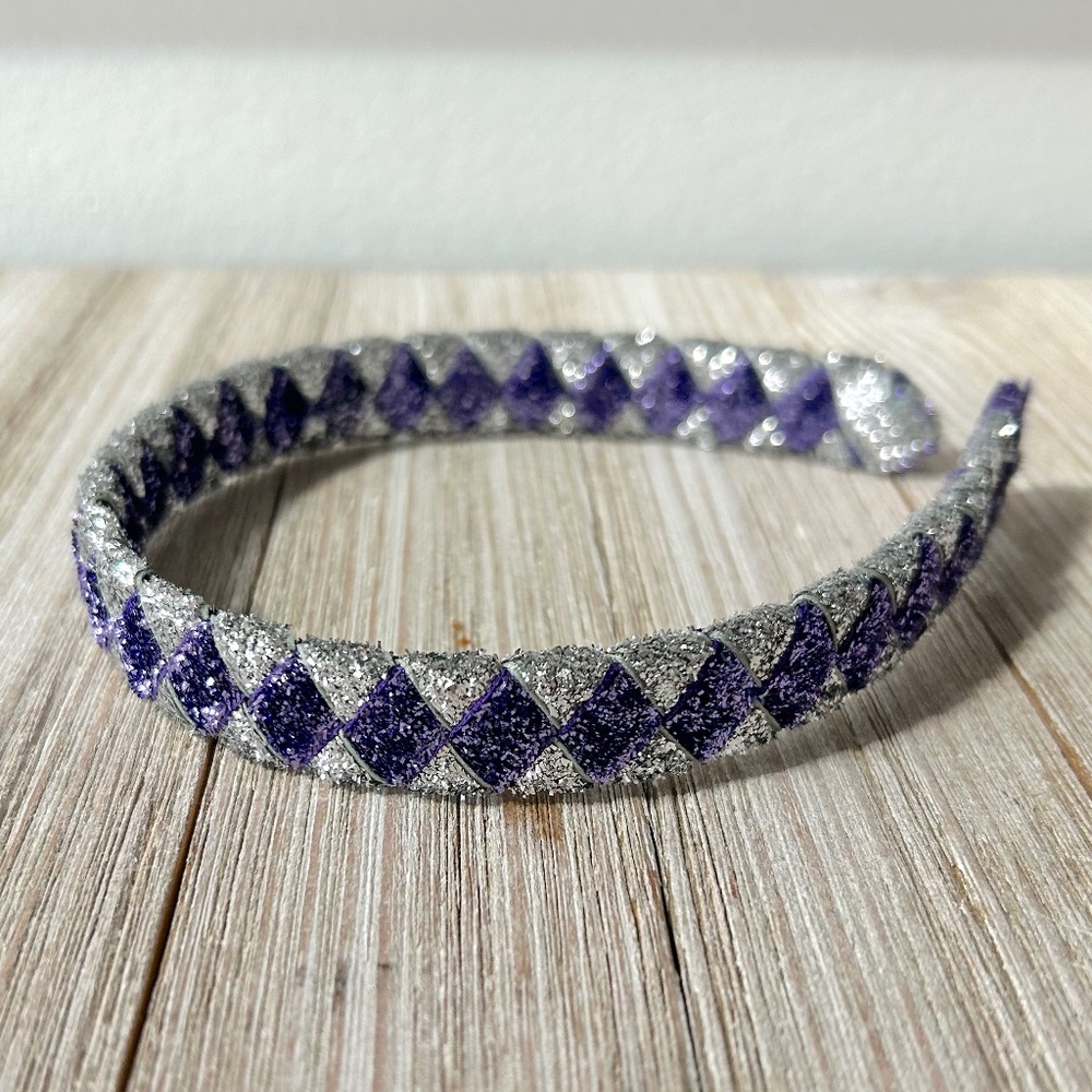 Headband Hand-woven glitter ribbons Purple Silver